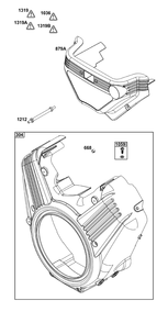 Blower Housing Group Diagram and Parts List for 61E377-0060-J1 400000 - 699999 Briggs and Stratton Engine